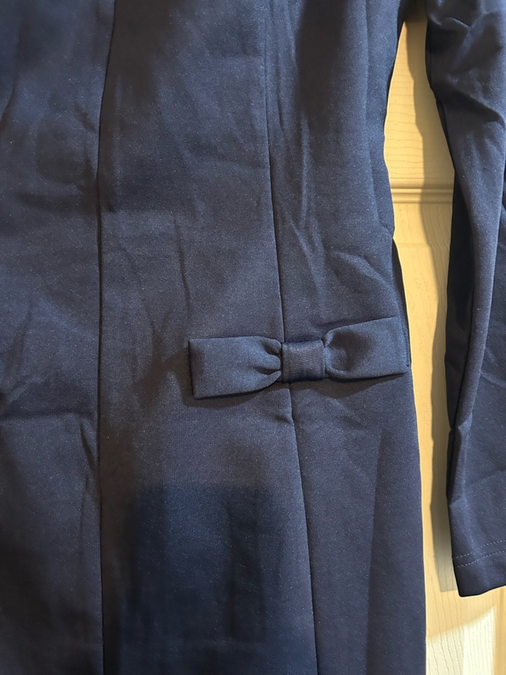 Classic Navy Blue Long-Sleeve Mini Dress - Picture 3 of 6